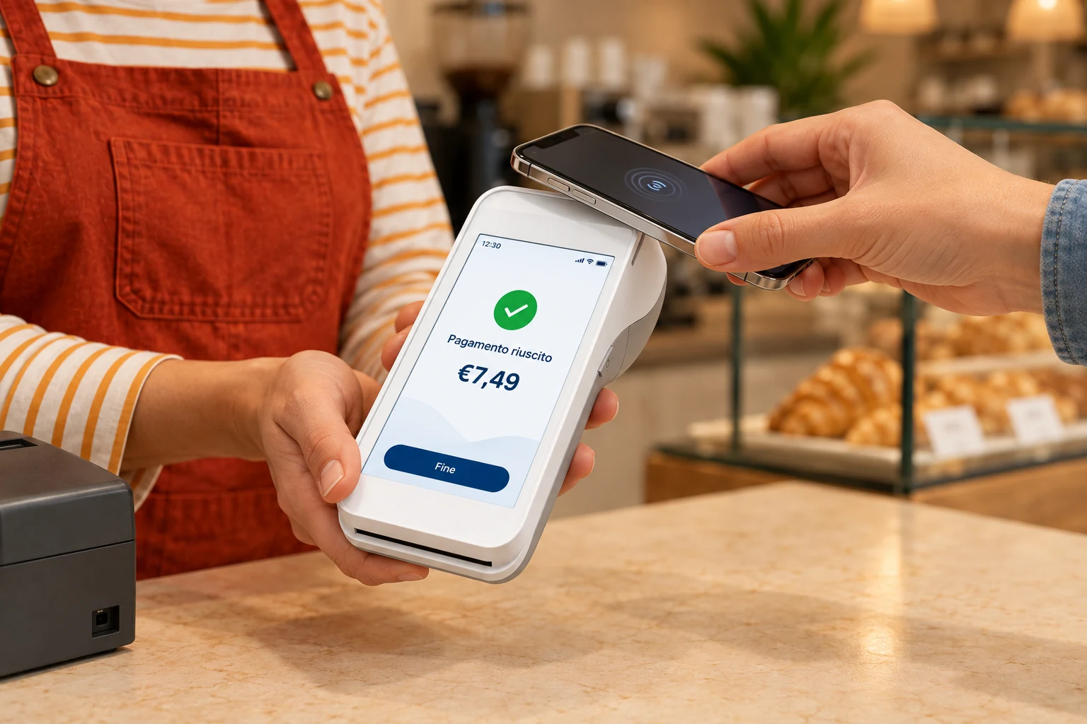 Pagamento con carta, QR e smartphone
